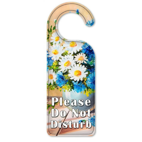 Do Not Disturb Door Knob Hanger Sign - Blue & White Daises