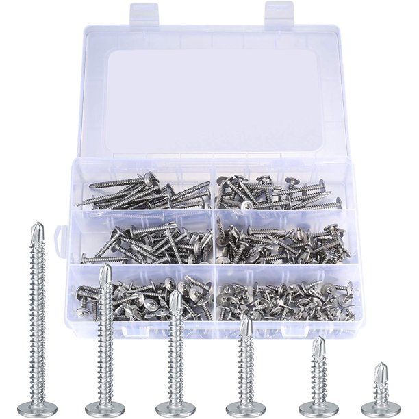 210 tornillos autorroscantes, tornillos de cabeza plana de metal, tornillos de cabeza plana, tornillos autoperforantes para metal, sujetadores de chapa metálica - 4,2 mm x 13/19/25/32/38/50 mm