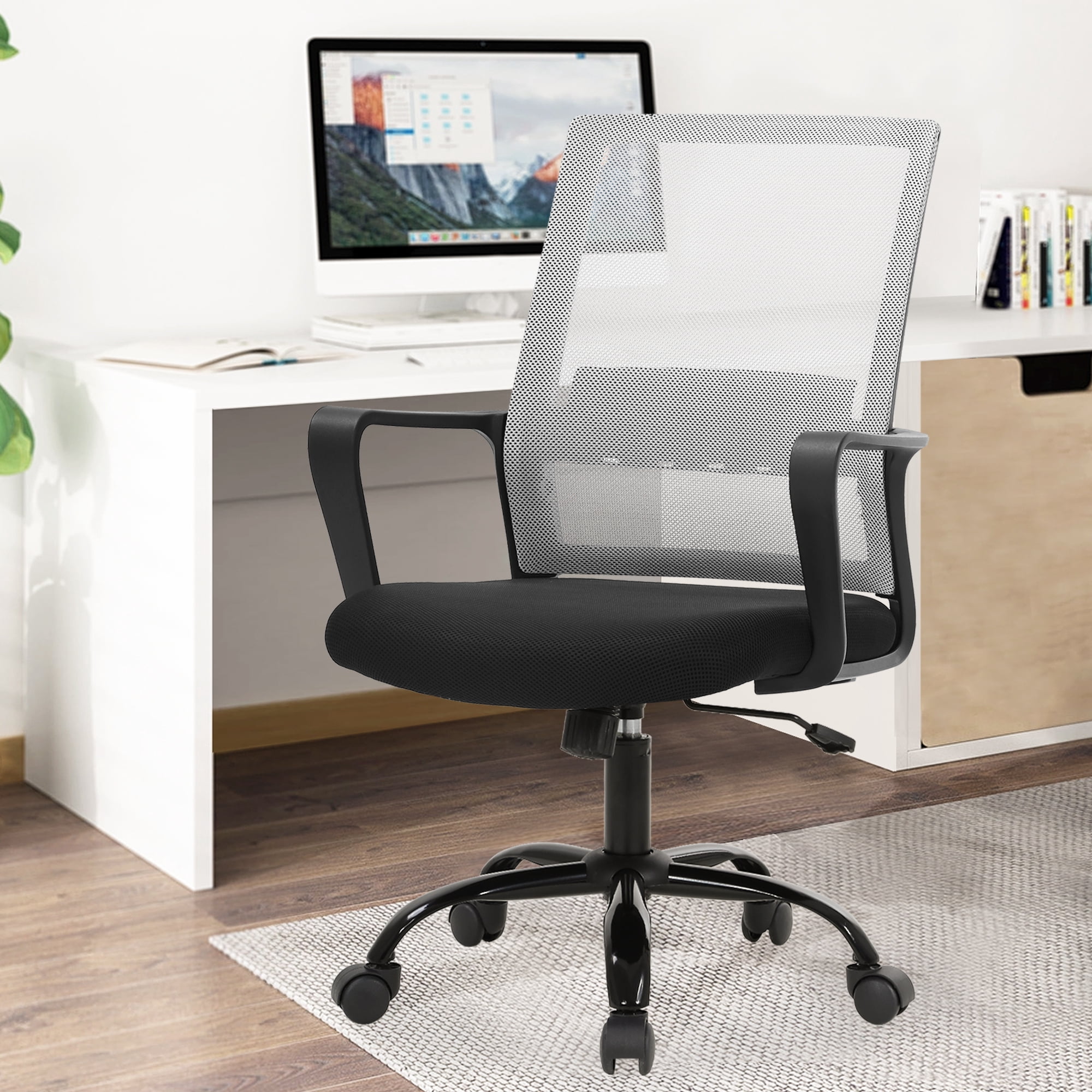 BestOffice Mesh Lumbar Support Indoor Swivel Ergonomic Office Chair, Gray