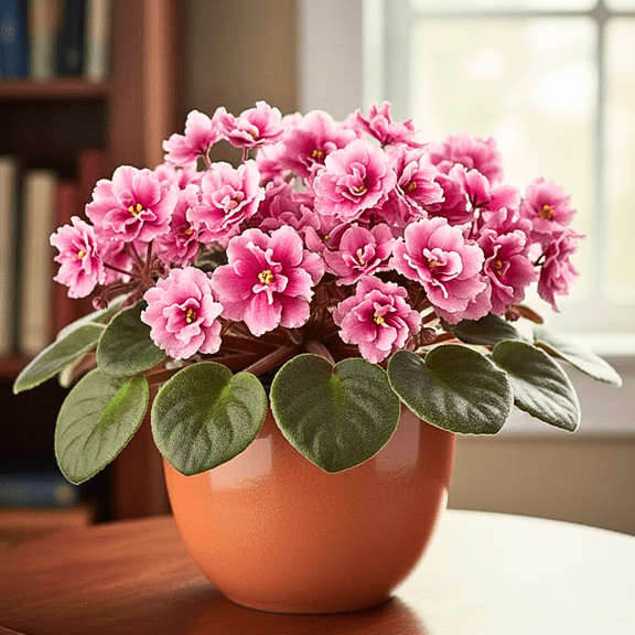 Violets Live Plant, Pink Flower, Violets Flower Plant, 4-7 inches Tall in 4 inch Pot for Gardening