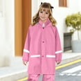 thumbnail image 3 of LOCHEX Girls Rain Jacket Lightweight Waterproof Hooded Solid Color with Pocket Cotton Lined Raincoat Windbreaker for Kids,Pink,10, 3 of 7