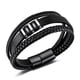thumbnail image 1 of Pulsera de cuero negro para hombre - Regalo hombre 22,5cm brillar Electrónica, 1 of 4