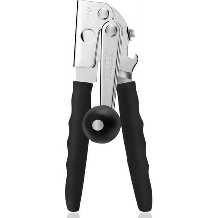 Commercial Can Opener, Hand Crank Can Opener Manual Heavy Duty with Comfortable Extra-long Handles, Oversized Knob, Large Handheld Can Opener Easy for Big Cans, Black