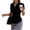 Black, variant on Women's Basic Button Down Shirt Short Sleeve Stretchy Business Collared Shirts Waitress Work Shirt Black M