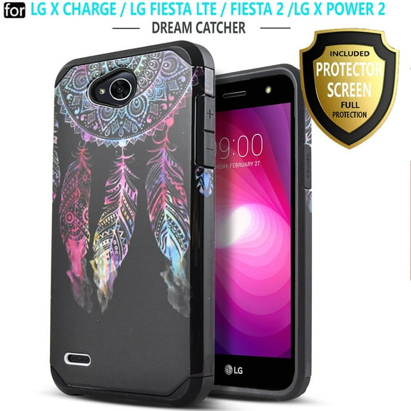 LG Fiesta 2 Phone Case, LG X Power 2 Case, LG Fiesta LTE Case, LG X Charge Case,W/[HD Screen Protector], Heavy Duty Drop Protection Impact Advanced Rugged Protective Slim Fit Phone Cover-Dream Catcher
