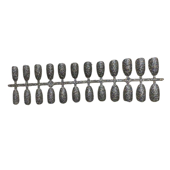 Vogacara Uñas postizas con purpurina para mujer, prensa de belleza, herramientas de manicura desmontables, producto DIY, parche de cobertura completa Arte de uñas Plata Vogacara CE012362-07B