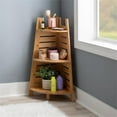 thumbnail image 2 of Riverbay Furniture Transitional Bamboo Corner Shelf in Natural Brown, 2 of 9