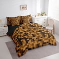 thumbnail image 3 of Feelyou Brown Square Abstract Comforter Set 7pcs, Pixel Grid Miners King Bedding Sets, 3 of 8