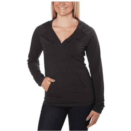 Puma Womens Hooded Lifestyle Long Sleeve Tee (Dark Gray Heather, Small)