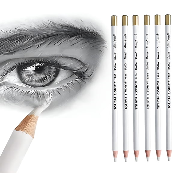 CCOCC 6 Pcs Eraser Pencils Set for Artists,Wooden Sketch Professional Highlight Painting Eraser Pen for Sketching Charcoal Drawings,Revise Erasing Details for Limner Sketch Pencils