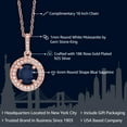 thumbnail image 2 of Gem Stone King 18K Rose Gold Plated Silver Blue Sapphire and White Moissanite Pendant Necklace for Women (1.35 Cttw, September Birthstone, Round 6MM, 18" Silver Chain), 2 of 4