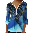 thumbnail image 1 of TSADFHJI Hauts Sans Manches pour Femmes Coton Blouse Vintage Imprimée Col en V Rayée L Bleu Ciel, 1 of 5