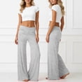 thumbnail image 2 of WJJIAO Foldover Pants, Wide Leg High Fold Over Waist Palazzo Pant, Y2K Sweatpants Pants Fold Over Strechy Yoga, 2 of 7