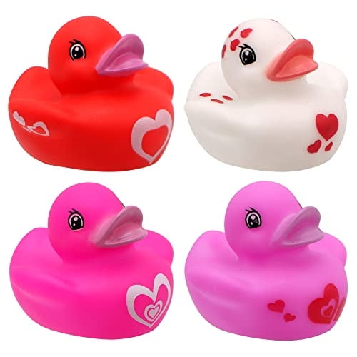 Joyin 28 Pack Tarjetas de regalo de San Valentín con Mini Juguetes de baño de pato de goma para premios en el aula, Valentine Party Favors Toys JOYIN Ver descripción