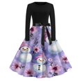 thumbnail image 5 of Christmas Dresses for Women Women's Casual Fashion Round Neck Long Sleeve Christmas Printed Party Vintage Long Dresses for Holiday Gathering,Purple,XL, 5 of 7