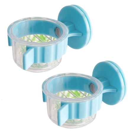 HONCLL Set Of 2 Durable Bird Feeding Cups With Clips Clear Water Bowls For Cockatiels Parakeets Macaws Finches
