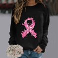 thumbnail image 4 of WREESH Women's Long Sleeve Breast Cancer Awareness Sweatshirt Casual Loose Fit Pink Ribbon Top Black, 4 of 5