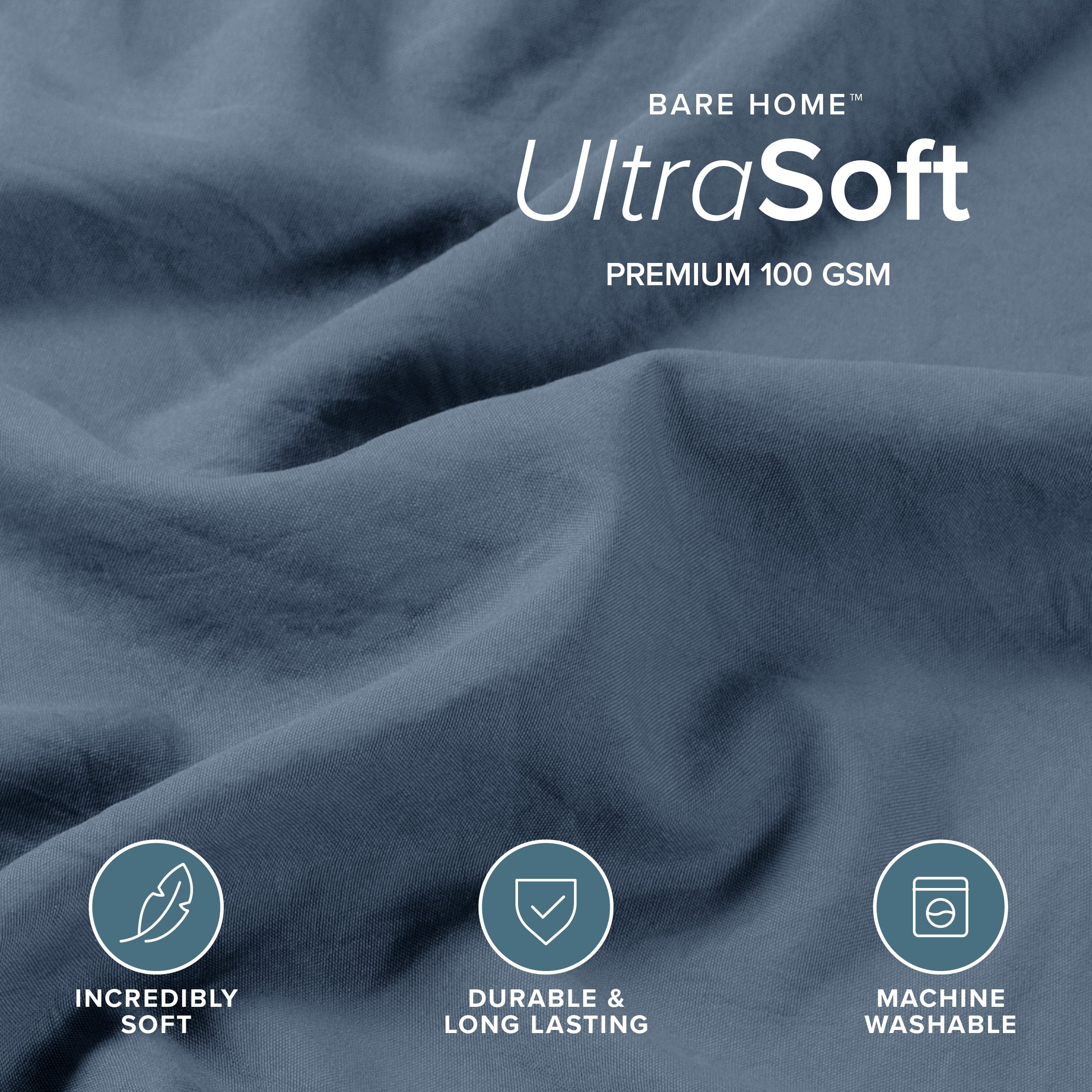 Bare Home Washed Duvet Cover Set - Ultra-Soft - Premium 1800 Collection - 3 Piece - King/Cal King, Bering Sea