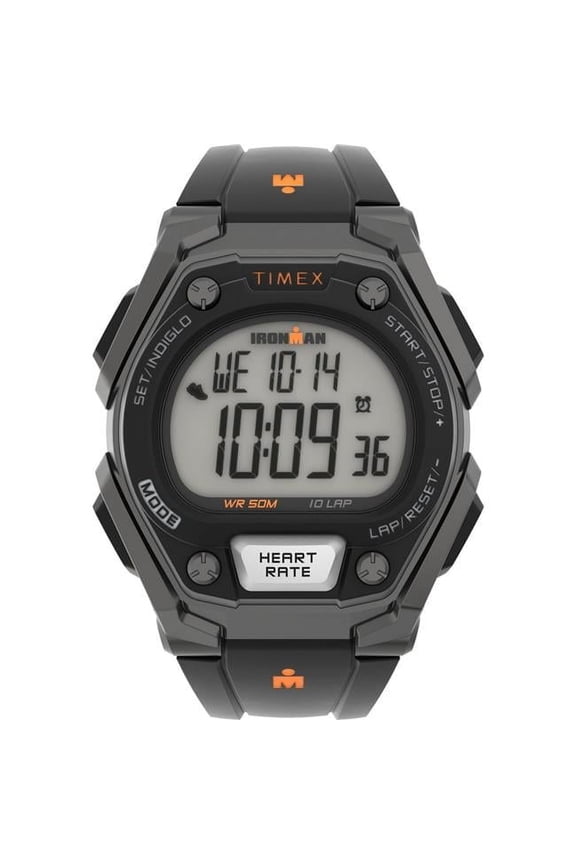 43 mm Mens Ironman Classic Watch, Black & Orange