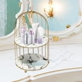 thumbnail image 4 of Organizador de maquillaje con forma de jaula para pájaros, estante para guardar cosméticos, perfumes, pasteles y postres. 2 niveles, 4 of 8