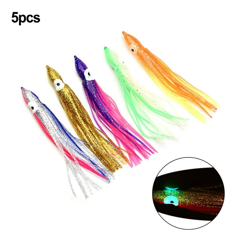 120mm Luminous Octopus Lure Squid Rubber Fishing Trout Swing Lure 5pcs, 7
