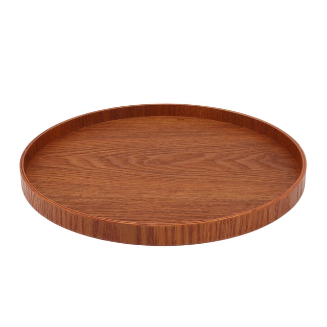 Plateau de Service en Bois Robuste 11.8 Po Plateaux de Petit-Déjeuner 11.8 Po Plateau de Service en Bois Fait Main Bois Robuste Simple Élégant Rond Multifonction Plateau à Thé en Bois pour Café Bureau Table à Manger