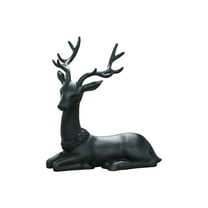 Leutsin Blow Mold Deer Outdoor Christmas Decoration - Elegant Deer Statues Christmas Tabletop Decorations,Ideal for Mantel Living Room Bedroom Office,Matte Texture,Black,Resting