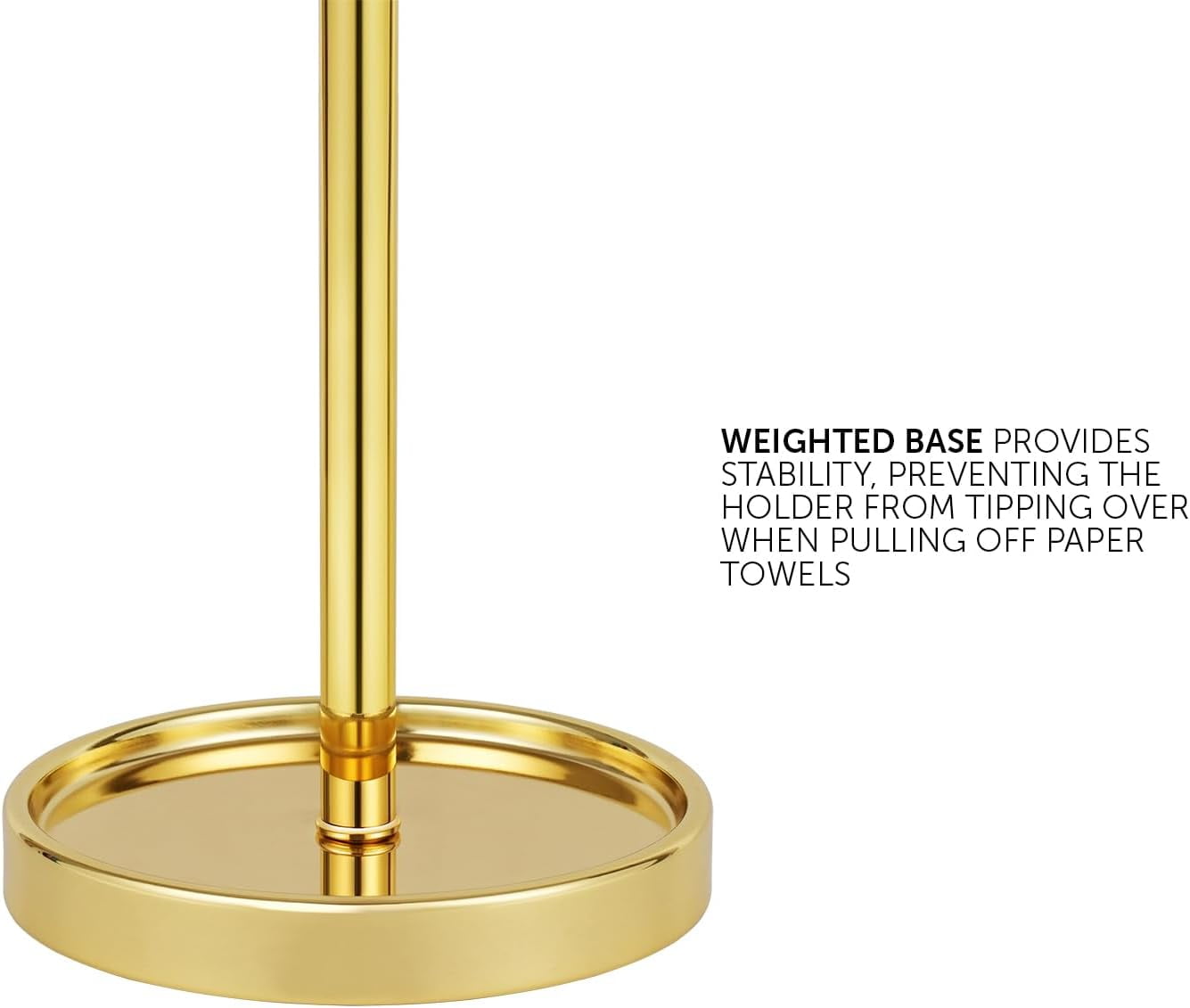 Countertop Paper Towel Holder - Modern Knurling End Cap Minimalist Design - Color Gold Polished