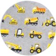 thumbnail image 2 of TEMBR Round Rug,Trucks Large Non Slip Super Soft Plush Area Rug for Kids Room Playroom Nursery Bedroom, Educational Washable Circular Floor Mat for Home Room Decorative(31.5"), 2 of 7