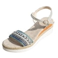 thumbnail image 1 of DAFEI Sandales pour Femmes Habillées en Paille Tressée à Talon Compensé Sandales à Plateforme Simples et Confortables Sandales de Mode d'Été avec Fermeture, 1 of 8