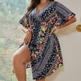 thumbnail image 5 of Lolmot Hawaiian Dresses for Women Boho Tribal Print Ruffles Short Sleeve V-Neck Summer Shift Dress Swing A Line Beach Mini Dress Plus Size Dresses, 5 of 5