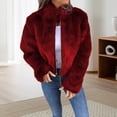 thumbnail image 4 of Women's Winter Jacket - Thick Faux Fur, High Collar, Solid Color, Luxury Style, Heat Retention Coat, 4 of 7