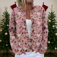 thumbnail image 5 of Women's Cardigan Long Sleeve Lightweight Fun Christmas Print Jacket with Button Front for Holiday Fashion and Casual Wear,Pink,2XL, 5 of 7