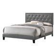 thumbnail image 1 of Full Size Panel Bed Upholstered with Gray Faux Leather and Tufted Headboard, 1 of 2