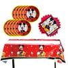Red Mickey Mouse Birthday Party Supplies,Includes 20 Paper Plates - 20 Napkin - 1 Table Cloth Serves 20 Guest