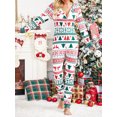 thumbnail image 3 of SUNSIOM Women's Christmas Pajamas Jumpsuit Cartoon Print Long Sleeved Button Down Slim Rompers Loungewear, 3 of 6