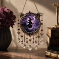 thumbnail image 2 of Halloween Crystal Wind Chime, Lightweight Acrylic Build, Silent Swaying Beads, Spooky Motif, Easy Window Wall Hanging (Witch), 2 of 7