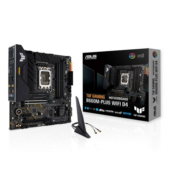 ASUS TUF GAMING B660M-PLUS WIFI D4 LGA 1700 (Intel 12th Gen) mATX Gaming Motherboard (PCIe 5.0, DDR4, 10+1 DrMOS, 2xPCIe 4.0 M.2 Slots, WiFi 6, 2.5 Gb LAN)