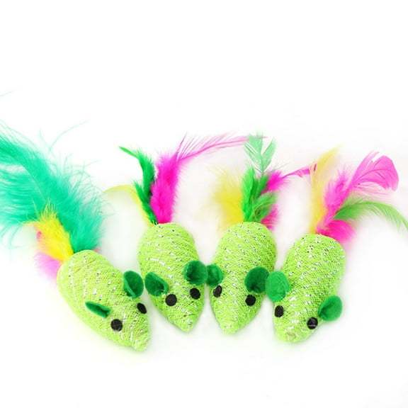 Soimiss 5Pcs Green Mouse Cat Toys Mice Cat Toy Woven For Indoor Play And Living Room