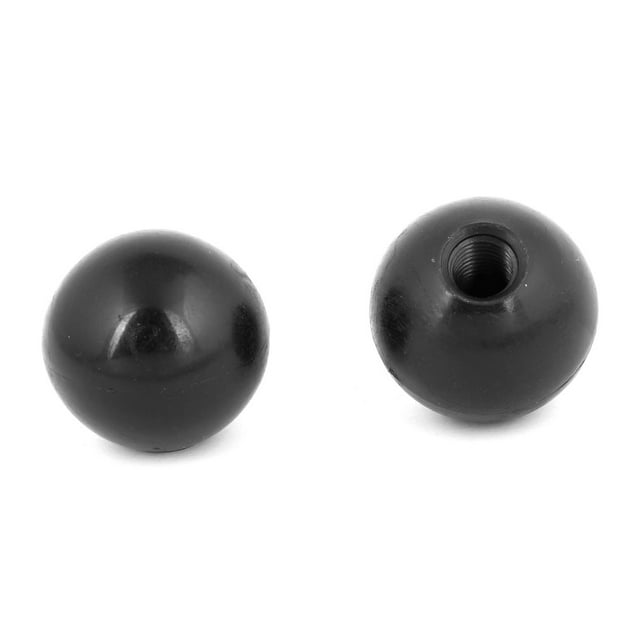 Perilla de palanca redonda de plástico negro de 40 mm de diámetro y 12 mm de rosca, 2 piezas