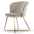 thumbnail image 2 of Set of 2 Bethari Beige Woven Fabric Dining Chair with Rattan Backrest and Black Iron Legs with Gold Accents, 2 of 7