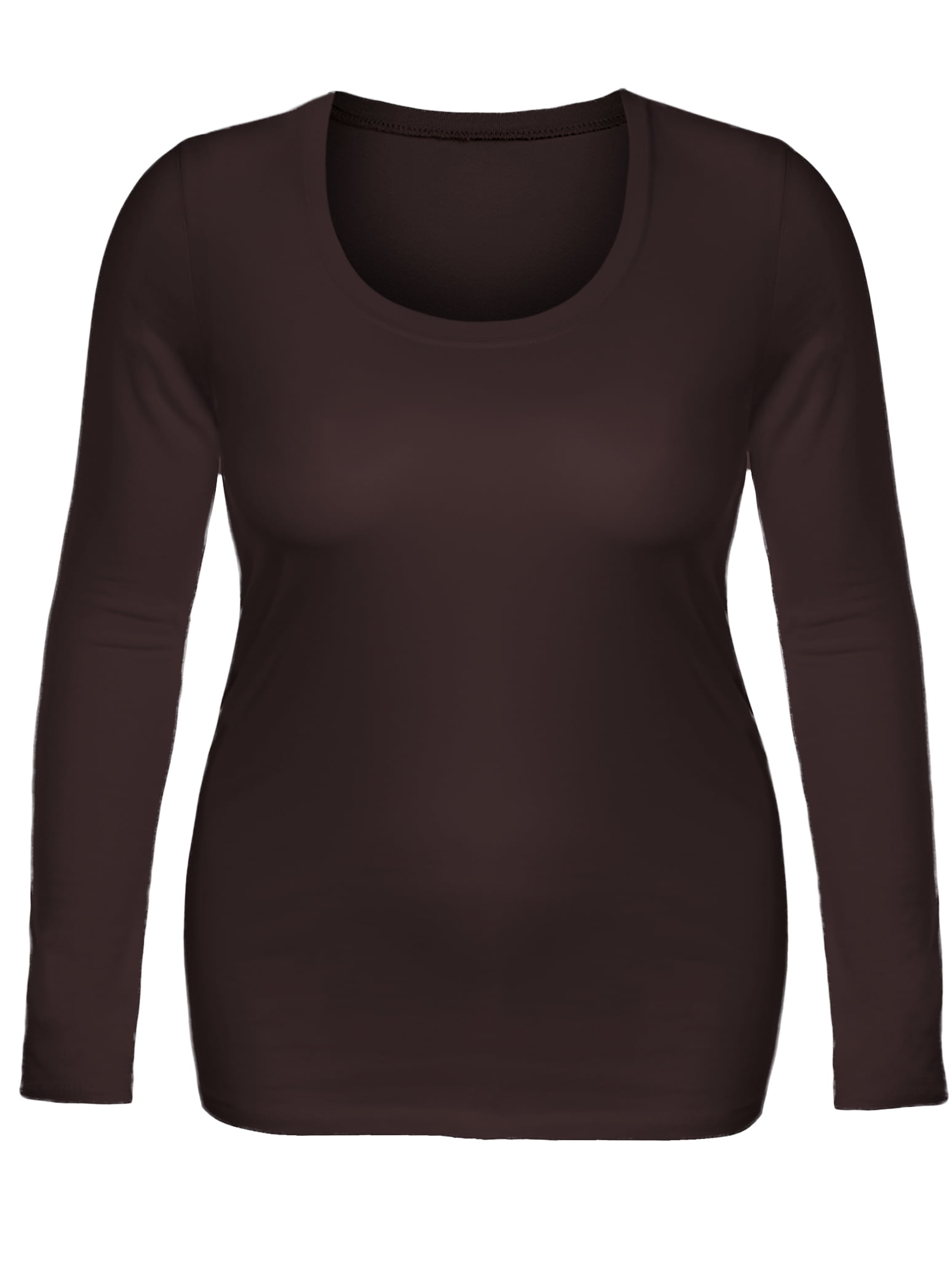 Ved Mount Bank skud Emmalise Women's Plain Basic Scoop Neck Long Sleeve TShirt Tee - Rust, M -  Walmart.com