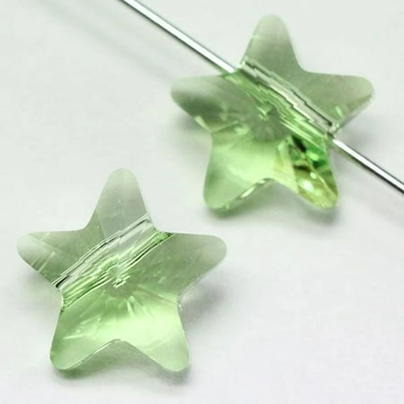 Swarovski Article #5714 Star Crystal Beads 12mm Peridot Light Green Color - Package of 12