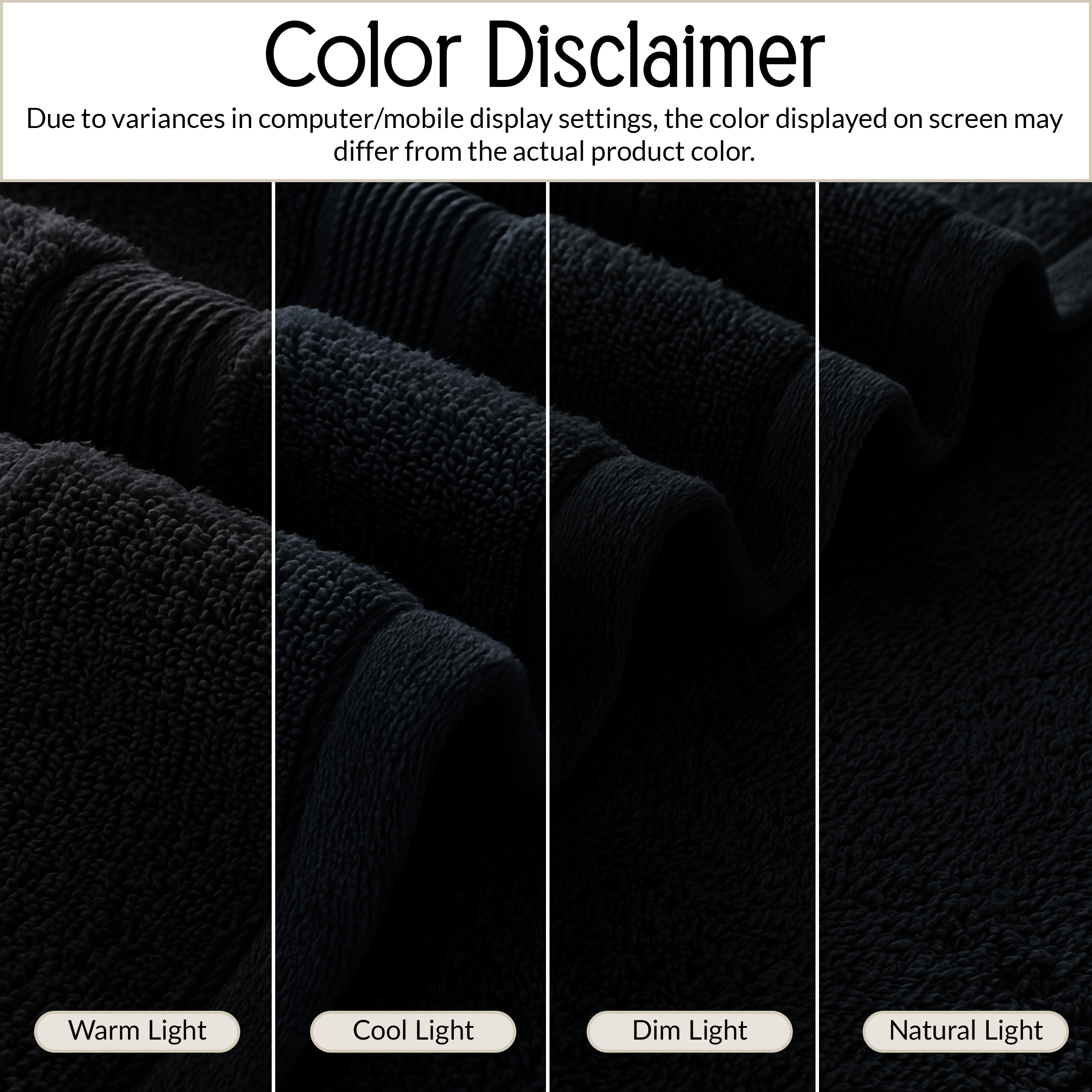 Lux Decor 6 Piece Bath Towel Set 525 GSM, 100% Cotton Towels for Bathroom, Spa & Hotels - Zero Twist 2 Large Bath Towels, 2 Hand Towels & 2 Washcloths – Quick Dry & Highly Absorbent - Black
