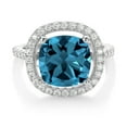 thumbnail image 3 of Gem Stone King 925 Sterling Silver London Blue Topaz and White Moissanite Engagement Ring for Women (5.89 Cttw, Cushion 10MM, Gemstone Birthstone, Available in Size 5, 6, 7, 8, 9), 3 of 4
