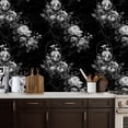 thumbnail image 2 of Gothic Peel and Stick Wallpaper Gothic Flower Skeleton Wall Art Black White Dark Aesthetic Wall Mural 17.7in x 9.8ft Self Adhesive Removable Wall Paper Renter Friendly Wallpaper for Bedroom Cabinets, 2 of 8