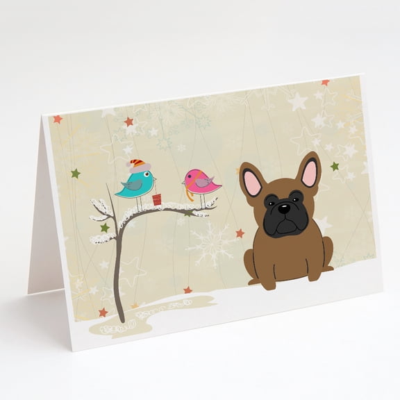 Christmas Presents between Friends French Bulldog - Brown Greeting Cards and Envelopes Pack of 8