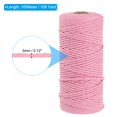 thumbnail image 2 of Uxcell 3 mm x 109 Yard Macrame Cord Soft Cotton Colored Crafts Yarn Rope Pink, 2 of 7