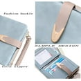thumbnail image 3 of Womens Wallet Rfid Small Bifold Wallet,Ladies Zipper Card Cluth Coin Purse Wristlet (Purple), 3 of 4