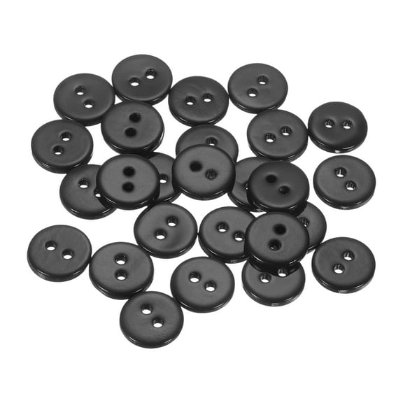 25Pack Natural Shell Button, 2 Hole 11.5mm Flat Mother of Pearl Button, Black